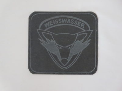 Sonderanfertigung Naturschieferplatte mit Logo der Lausitzer Füchse